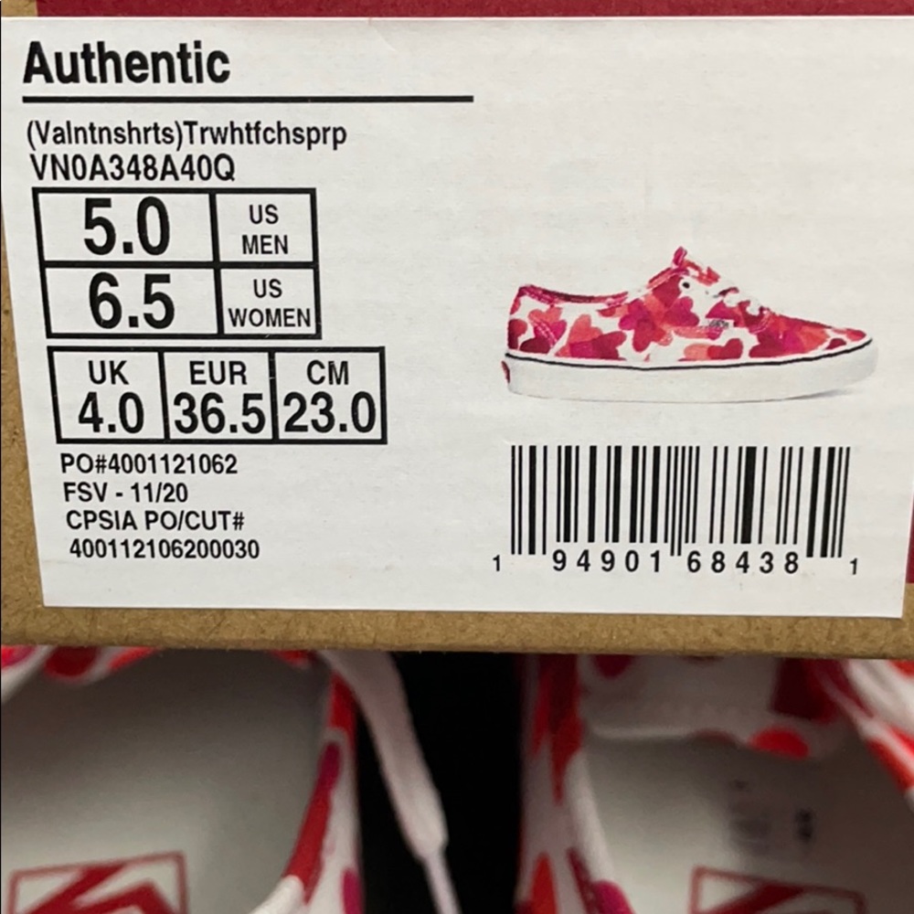 Vans Authentic shoes women Valentines Hearts - Picture 8 of 9